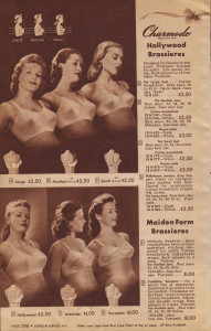 The bras of 1944. Note the variety of cup shapes. 