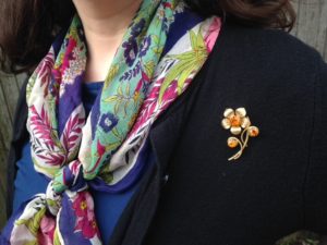 Current favorite scarf, a most autumnal pin.